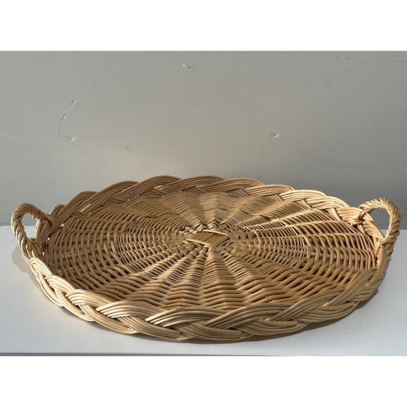 Woven Serving Tray with Handles Boho Decor Breakfast Tray 22 Inches - Picture 1 of 7